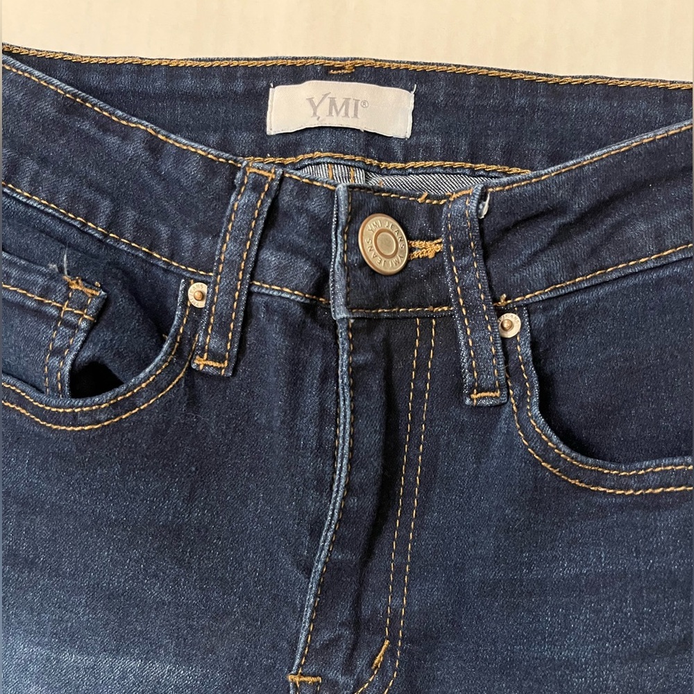 YMI | Blue Flare Jeans with Distressed Knee - Picture 5 of 10